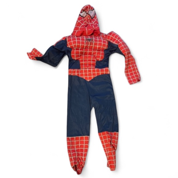 Marvel Muscle Spiderman Kids Boys 2 Piece Set Jumpsuit Mask Halloween Costume S - Picture 2 of 2